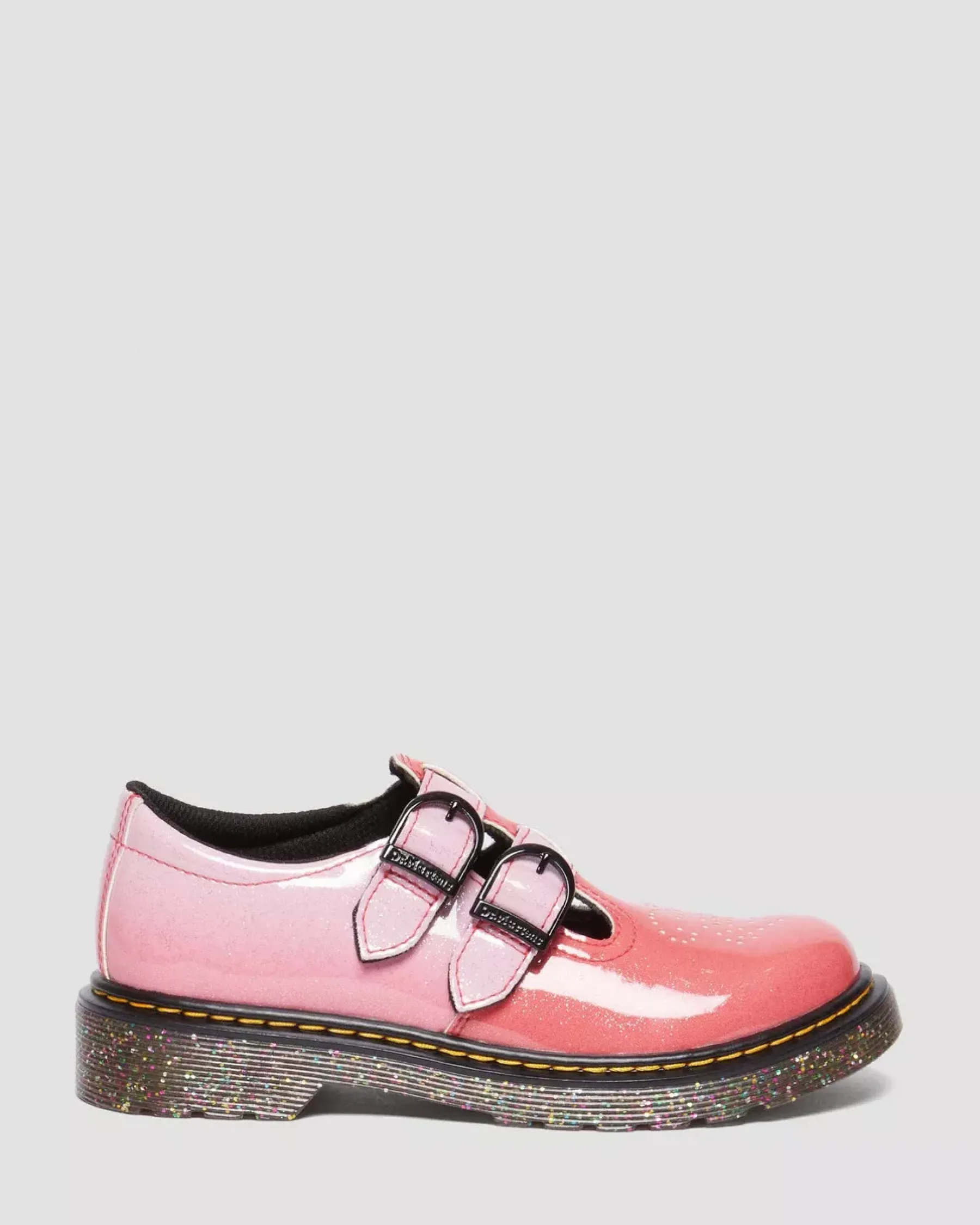 Glitter & Patent Boots|School Styles>Dr. Martens Junior 8065 Gradient Glitter Leather Mary Jane Shoes Pink