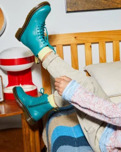 Sale|School Styles>Dr. Martens Junior 1460 Leather Lace Up Boots TEAL GREEN — Romario