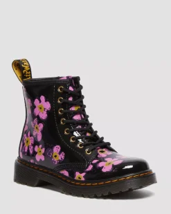 Sale|Junior / 5-7 Years>Dr. Martens Junior 1460 Pansy Patent Leather Lace Up Boots BLACK — T Lamper