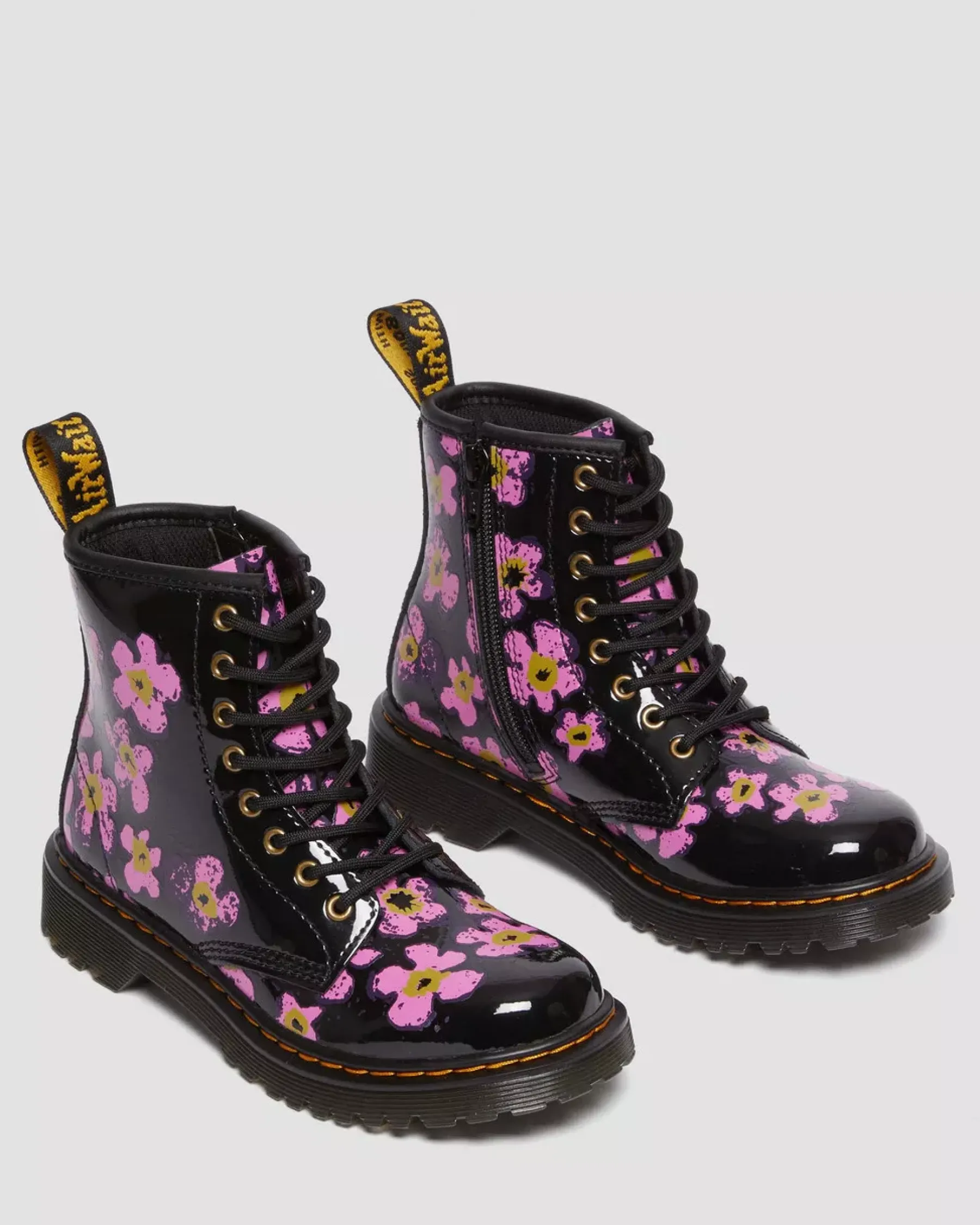 Sale|Junior / 5-7 Years>Dr. Martens Junior 1460 Pansy Patent Leather Lace Up Boots BLACK — T Lamper