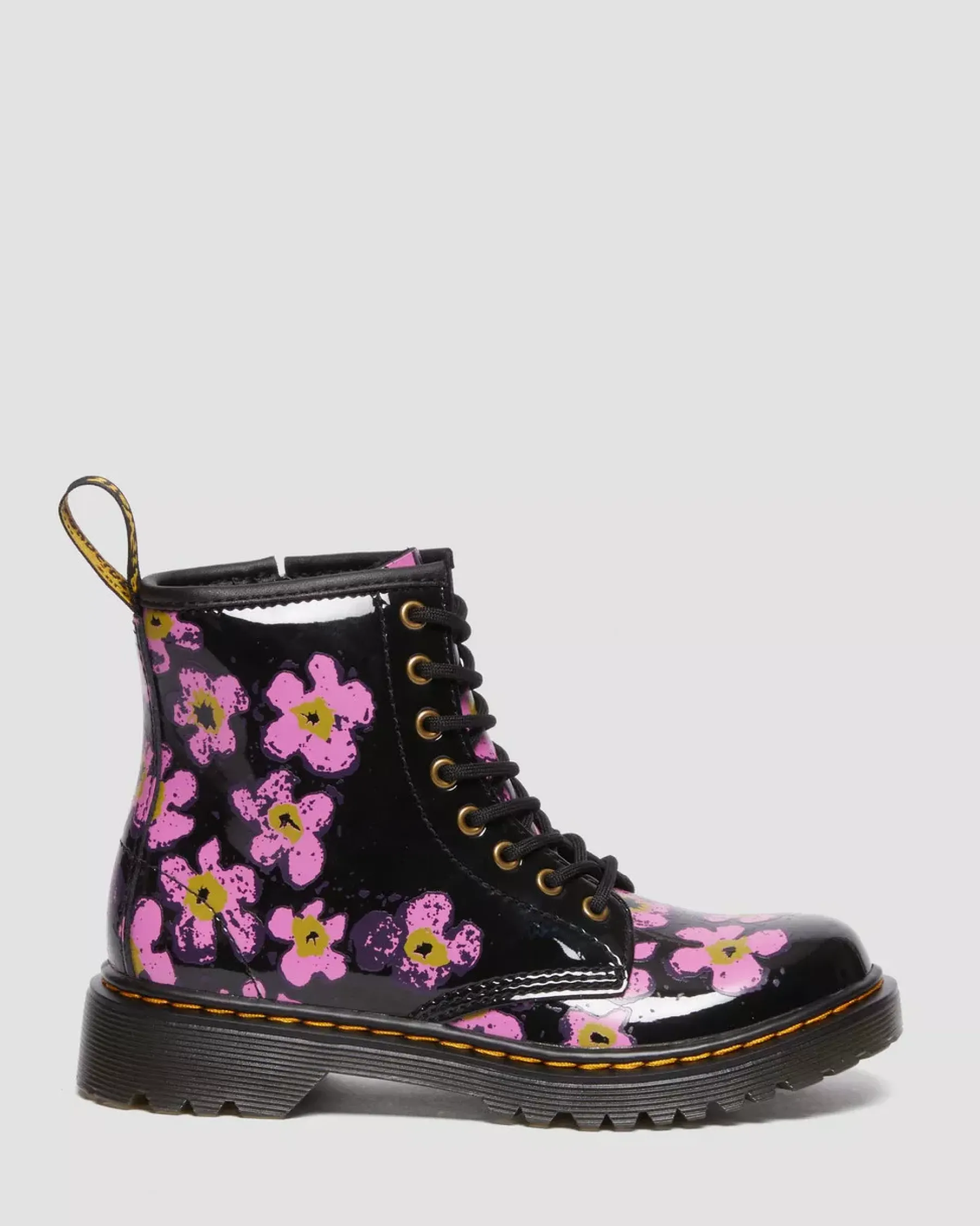 Sale|Junior / 5-7 Years>Dr. Martens Junior 1460 Pansy Patent Leather Lace Up Boots BLACK — T Lamper