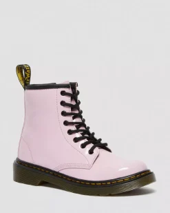 Glitter & Patent Boots|School Styles>Dr. Martens Junior 1460 Patent Leather Lace Up Boots Pale Pink — Patent Leather
