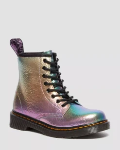 Sale|School Styles>Dr. Martens Junior 1460 Rainbow Crinkle Leather Lace Up Boots MULTI — Rainbow Crinkle