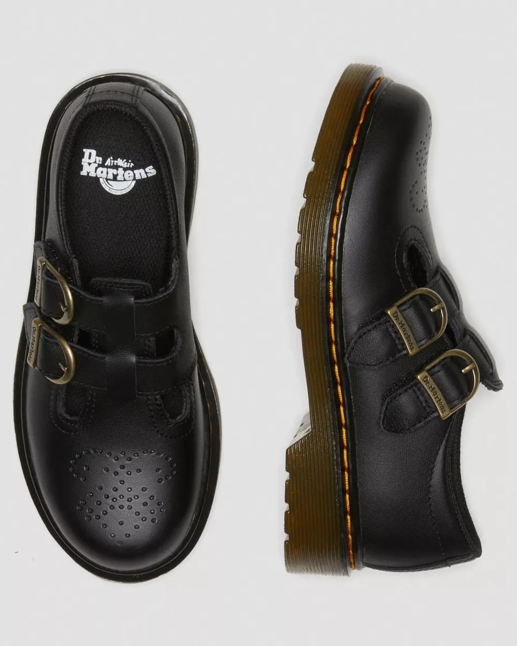 School Styles|Junior / 5-7 Years>Dr. Martens Junior 8065 Softy T Leather Mary Jane Shoes Black — Softy T