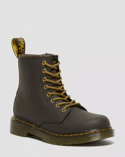 School Styles|Junior / 5-7 Years>Dr. Martens Junior 1460 Wildhorse Leather Lace Up Boots Dark Brown — Wildhorse Lamper