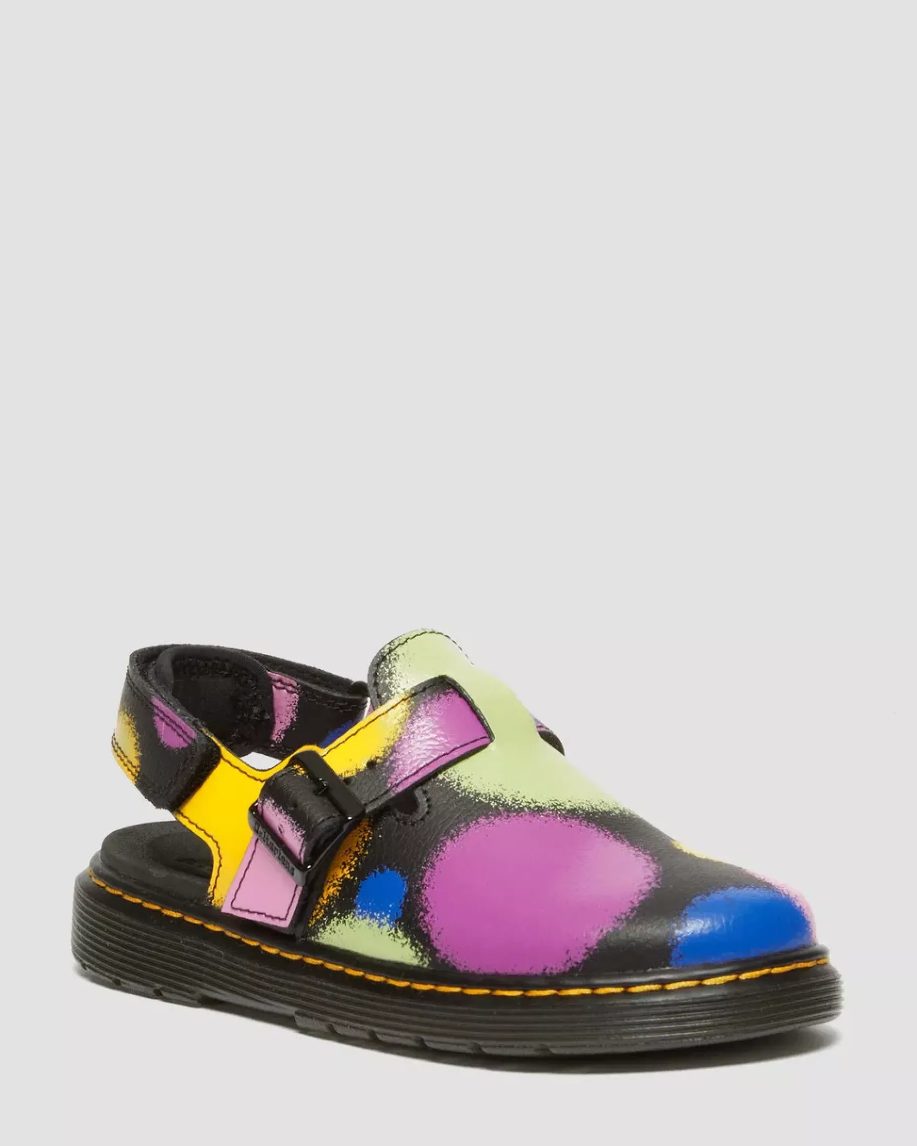 School Styles|Junior / 5-7 Years>Dr. Martens Junior Jorgie Haze Hydro Leather Slingback Mules Black