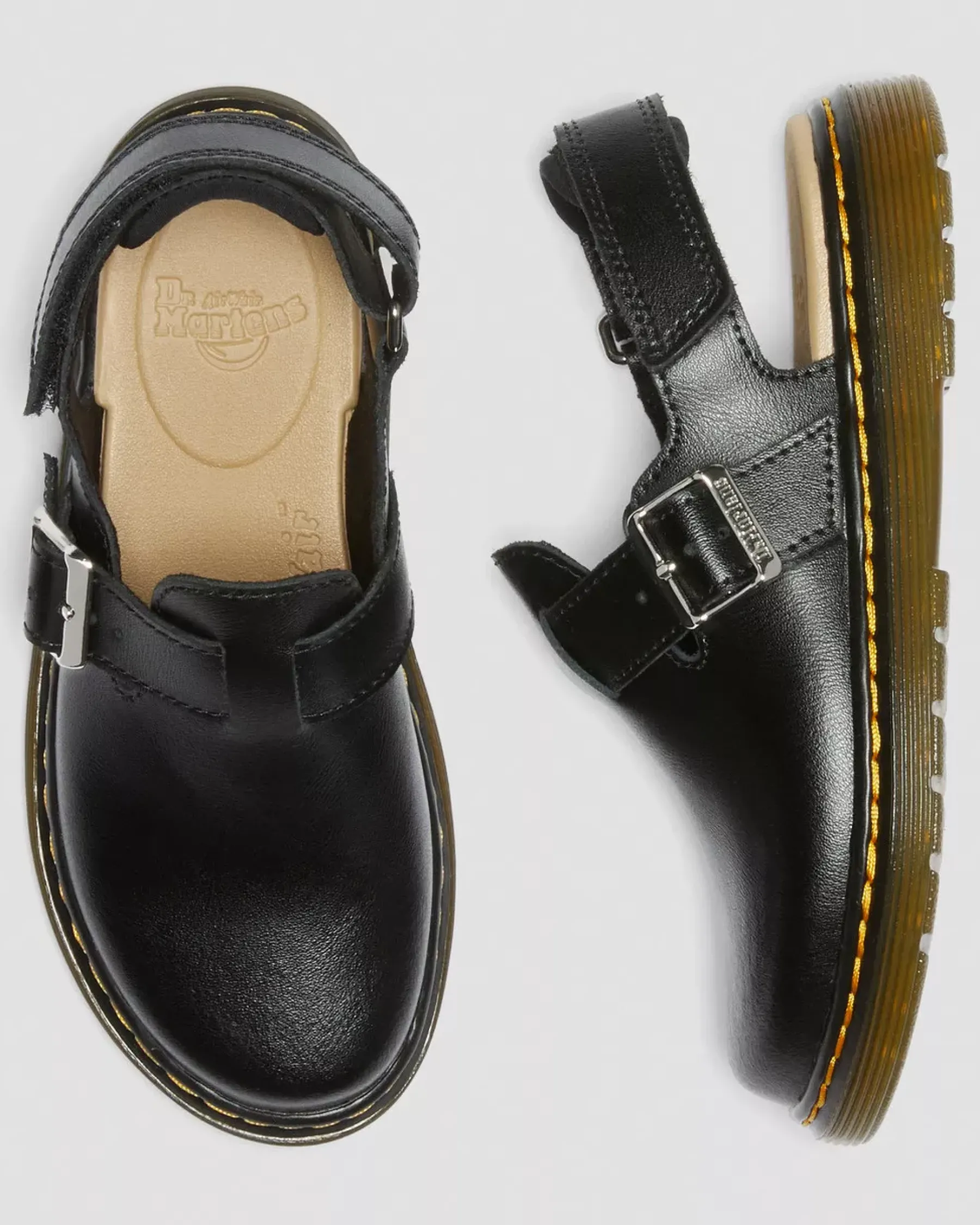 School Styles|Junior / 5-7 Years>Dr. Martens Junior Jorgie Leather Slingback Mules Black — T Lamper