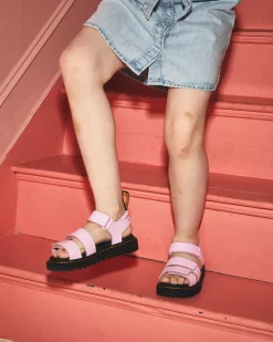 School Styles|Junior / 5-7 Years>Dr. Martens Junior Klaire Athena Leather Strap Sandals Pale Pink — Athena