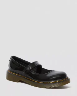 Glitter & Patent Boots|School Styles>Dr. Martens Junior Maccy Patent Leather Mary Jane Shoes Black — Patent Leather