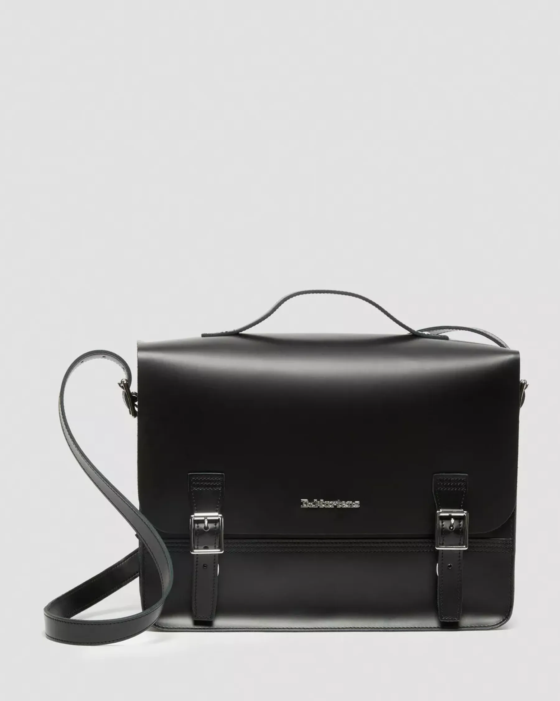 Accessories|Bags>Dr. Martens Leather Box Crossbody Messenger Bag Black — Kiev+ Smooth
