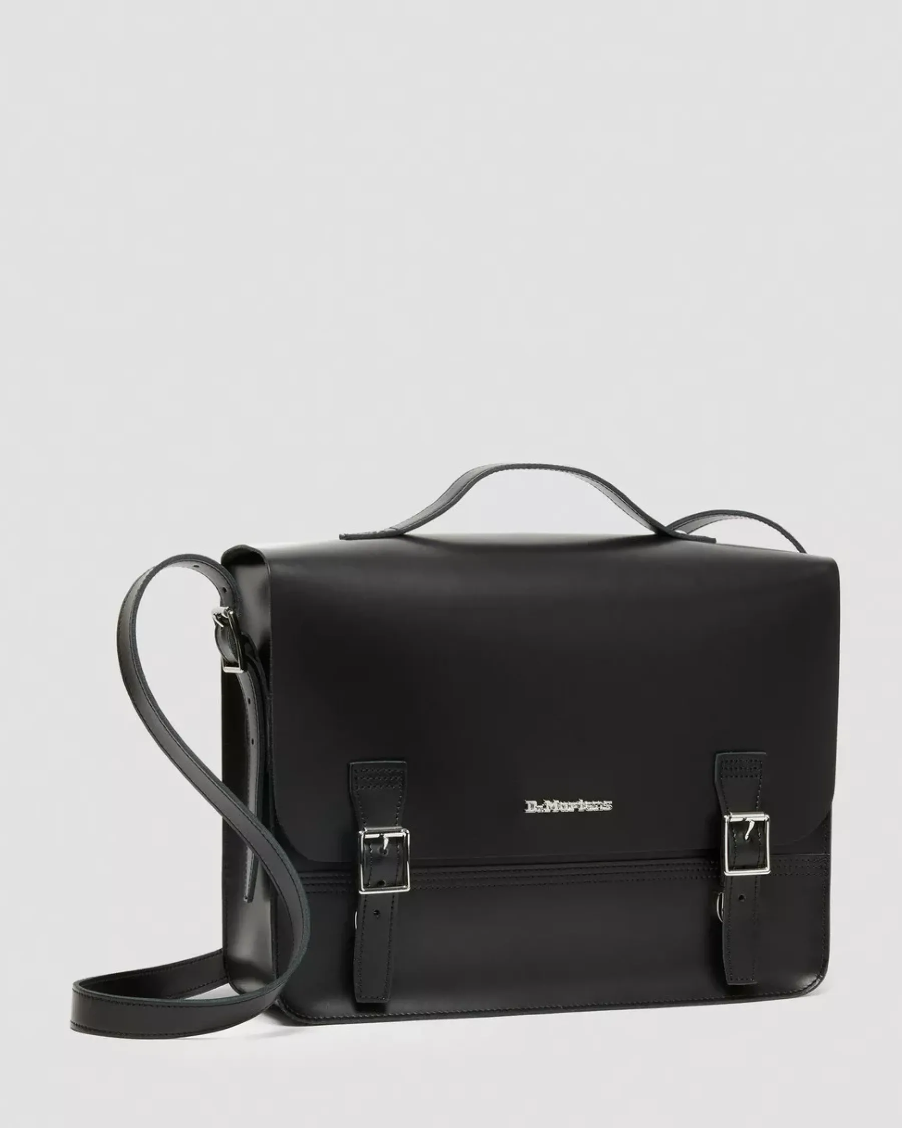 Accessories|Bags>Dr. Martens Leather Box Crossbody Messenger Bag Black — Kiev+ Smooth