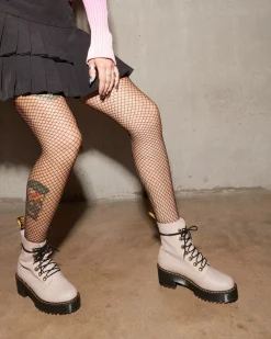 Sale|Platform Boots>Dr. Martens Leona Women's Sendal Leather Heeled Boots VINTAGE TAUPE — Sendal