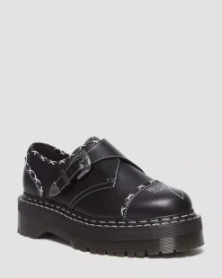 Originals|Platform Shoes>Dr. Martens Monk Gothic Americana Leather Platform Shoes Black — Wanama