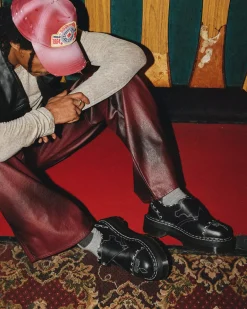 Originals|Platform Shoes>Dr. Martens Monk Gothic Americana Leather Platform Shoes Black — Wanama