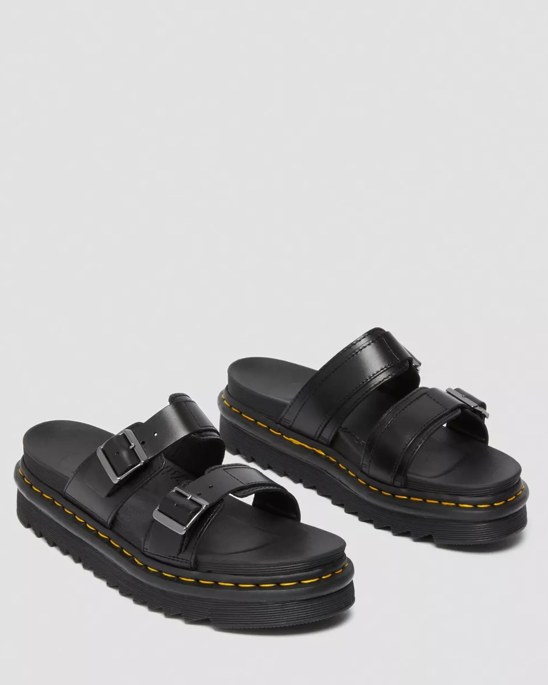 Bestsellers|Mules & Slides>Dr. Martens Myles Brando Leather Buckle Slide Sandals Black — Brando