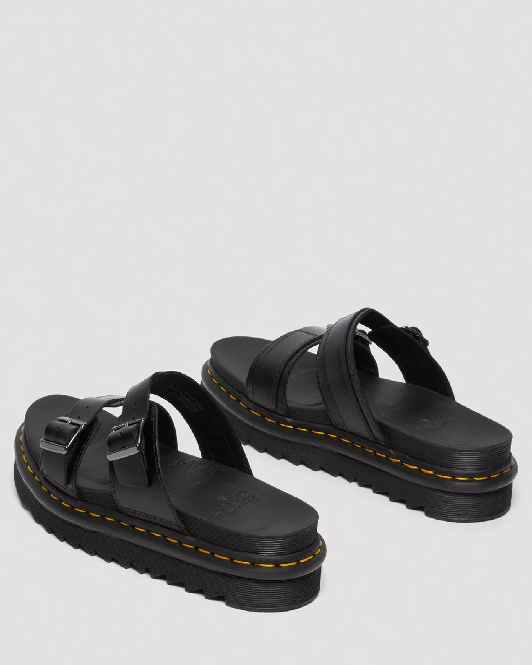 Bestsellers|Mules & Slides>Dr. Martens Myles Brando Leather Buckle Slide Sandals Black — Brando