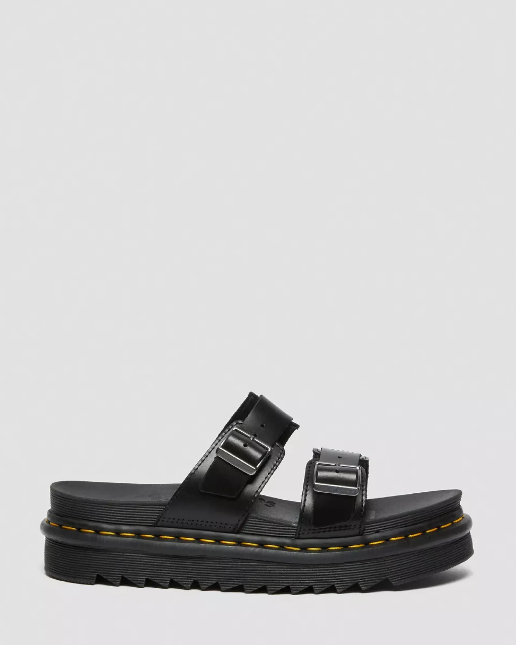 Bestsellers|Mules & Slides>Dr. Martens Myles Brando Leather Buckle Slide Sandals Black — Brando