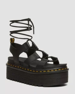 Platforms|Platform Sandals>Dr. Martens Nartilla Athena Leather Gladiator Platform Sandals Black — Athena