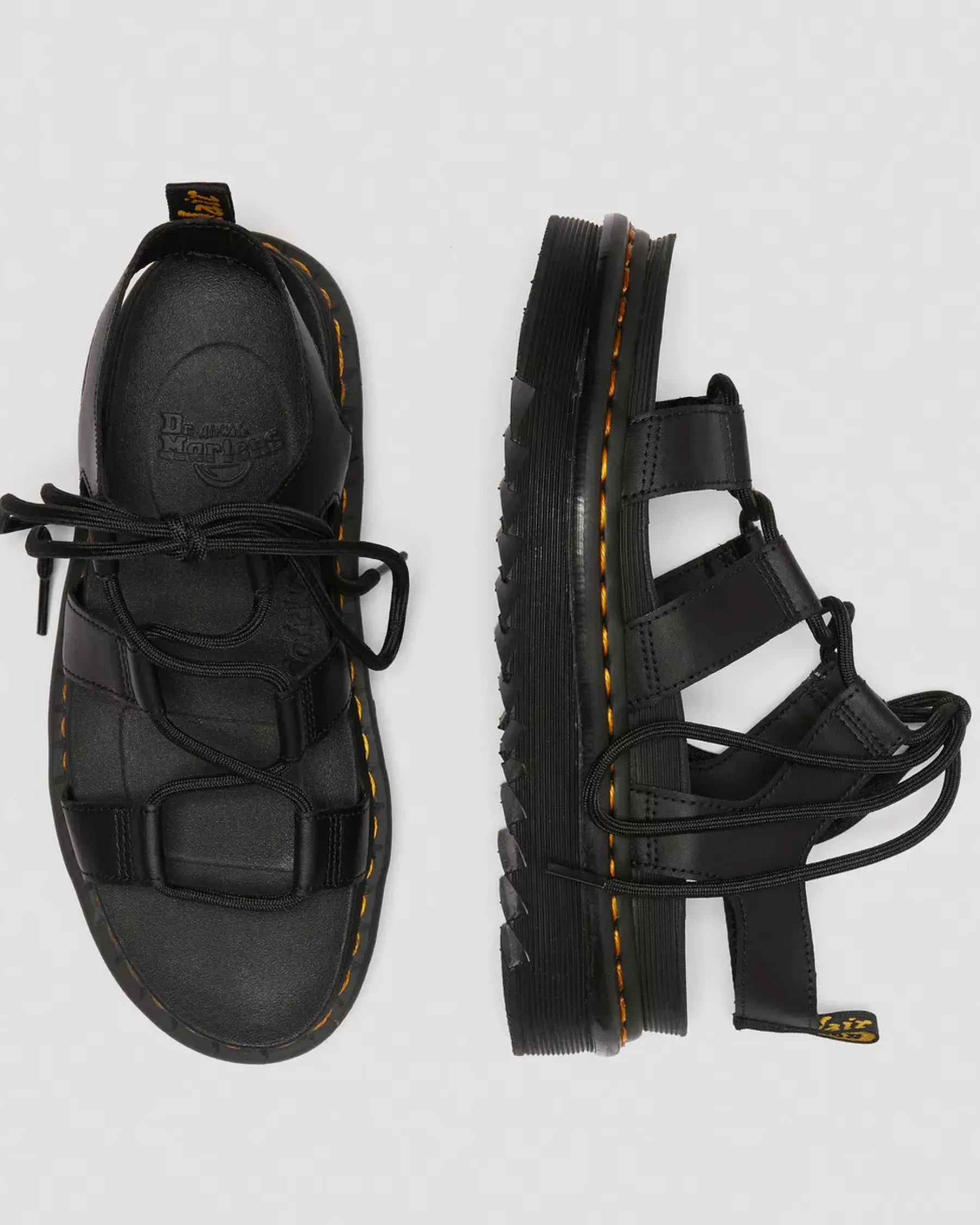 Platform Sandals|Platforms>Dr. Martens Nartilla Women's Leather Gladiator Sandals Black — Hydro Leather