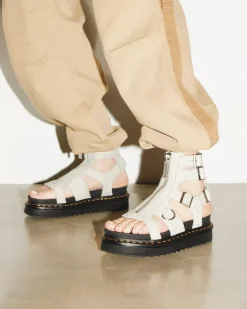 Platform Sandals|Strap Sandals>Dr. Martens Olson Tumbled Nubuck Leather Gladiator Zip Sandals Smoked Mint — Tumbled Nubuck