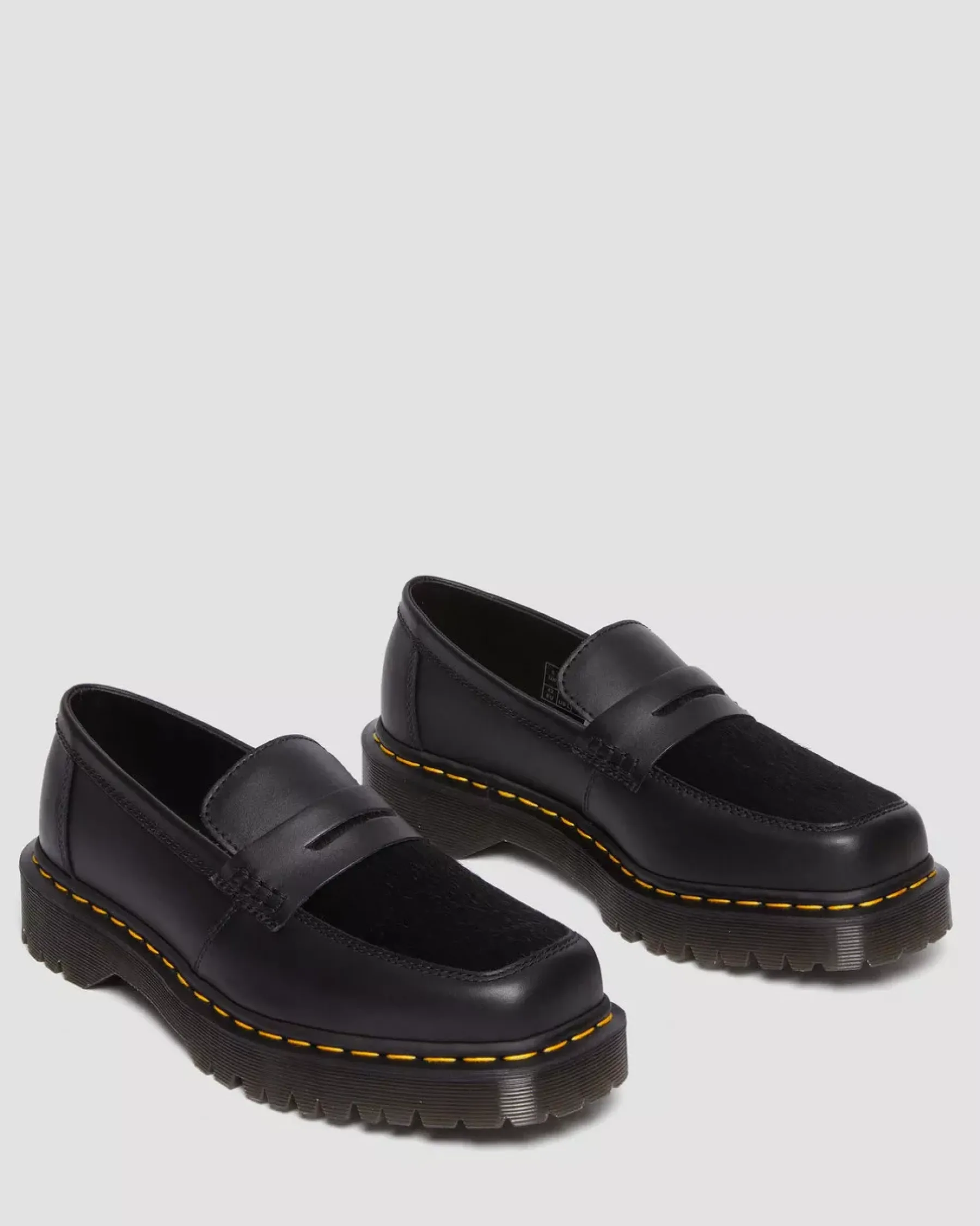 Sale|Originals>Dr. Martens Penton Bex Square Toe Hair-On & Leather Loafers BLACK — Lucido + Hair On