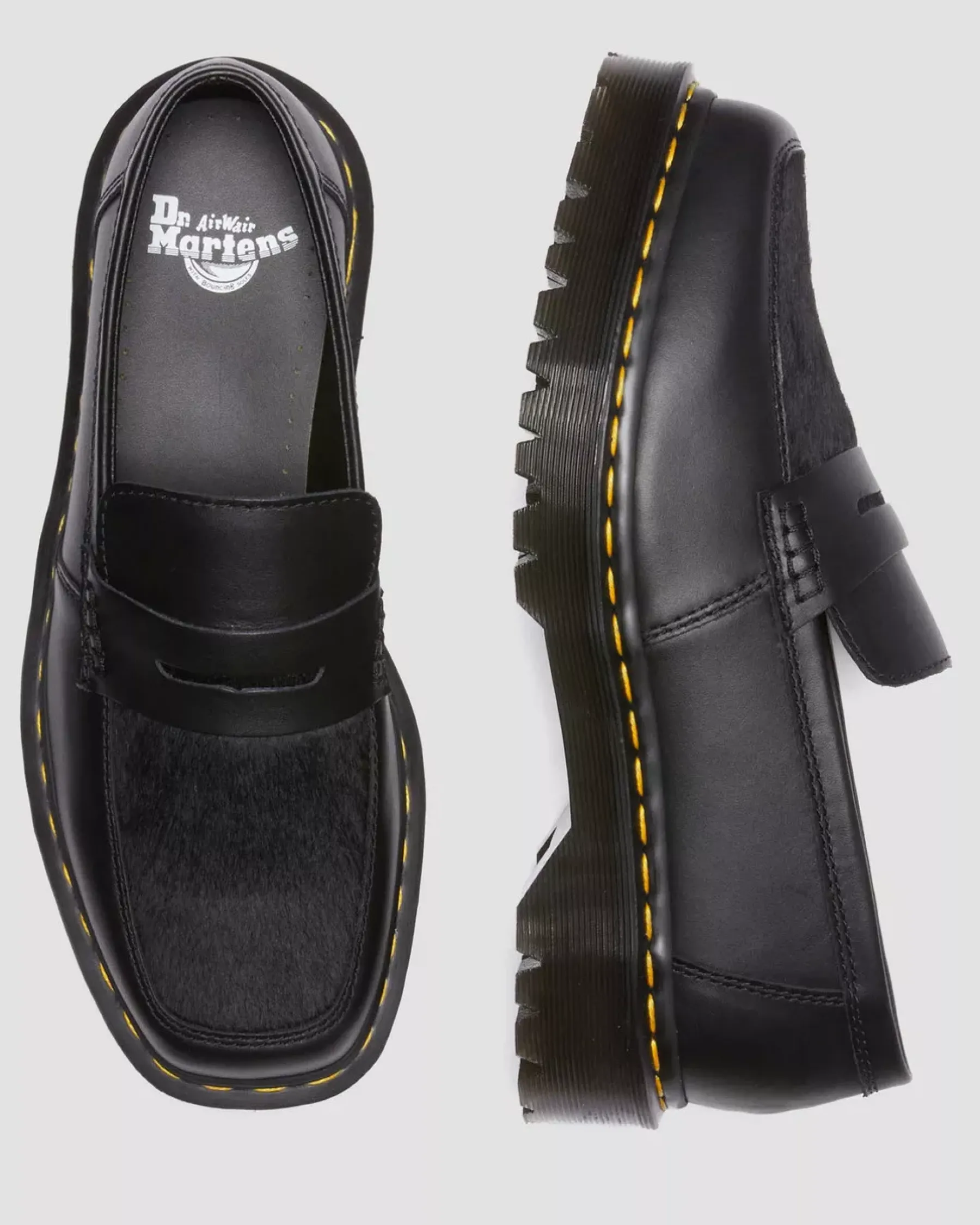 Sale|Originals>Dr. Martens Penton Bex Square Toe Hair-On & Leather Loafers BLACK — Lucido + Hair On