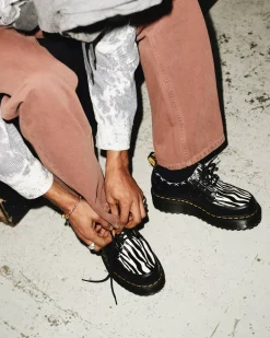 Shoes|Shoes>Dr. Martens Ramsey 3-Eye Zebra Print & Leather Platform Creepers Black+Zebra — Smooth+Hair On
