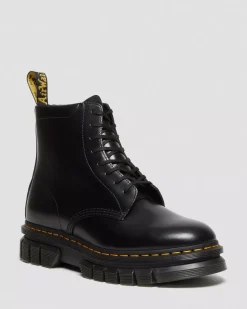 Sale|Platform Boots>Dr. Martens Rikard Smooth Leather Platform Lace Up Boots Black — Polished Smooth