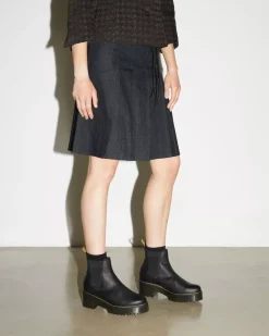 Bestsellers|Chelsea Boots>Dr. Martens Rometty Wyoming Leather Platform Chelsea Boots Black — Burnished Wyoming