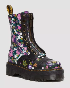 Sale|Platform Boots>Dr. Martens Sinclair Hi Vintage Floral Platform Boots Black — Backhand Strawgrain
