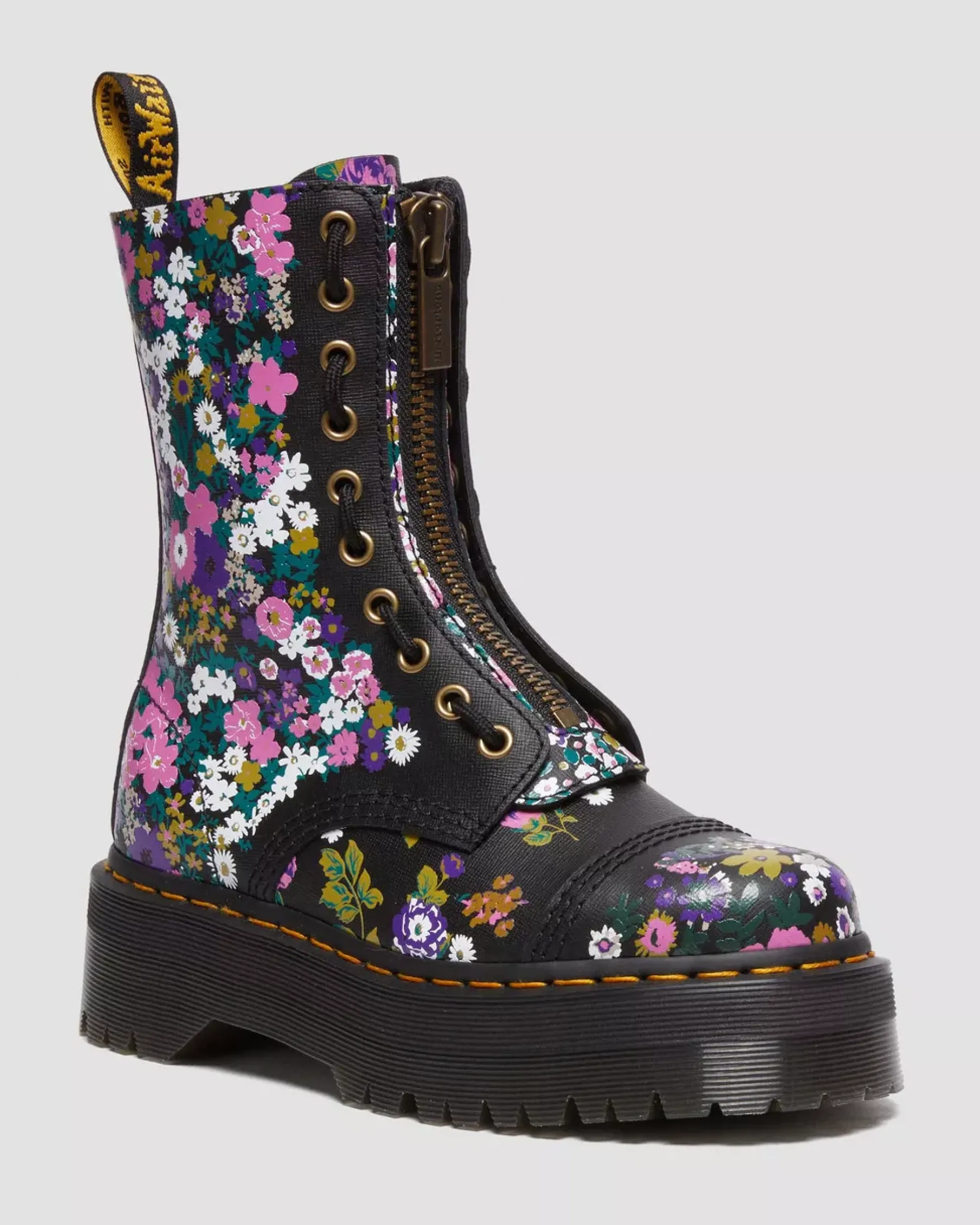 Sale|Platform Boots>Dr. Martens Sinclair Hi Vintage Floral Platform Boots Black — Backhand Strawgrain