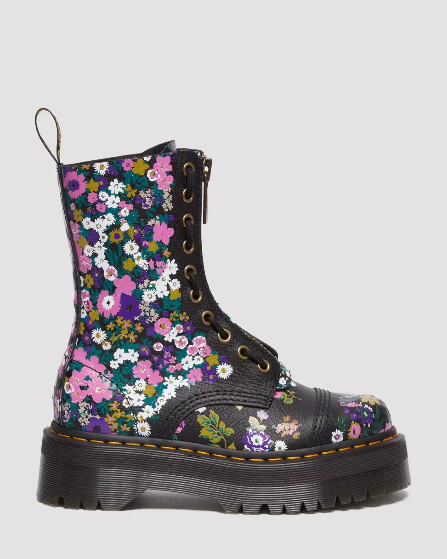 Sale|Platform Boots>Dr. Martens Sinclair Hi Vintage Floral Platform Boots Black — Backhand Strawgrain
