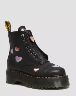 Platform Boots|Ankle Boots>Dr. Martens Sinclair Leather Heart Platform Boots Black — Lapstone+Satin Lux