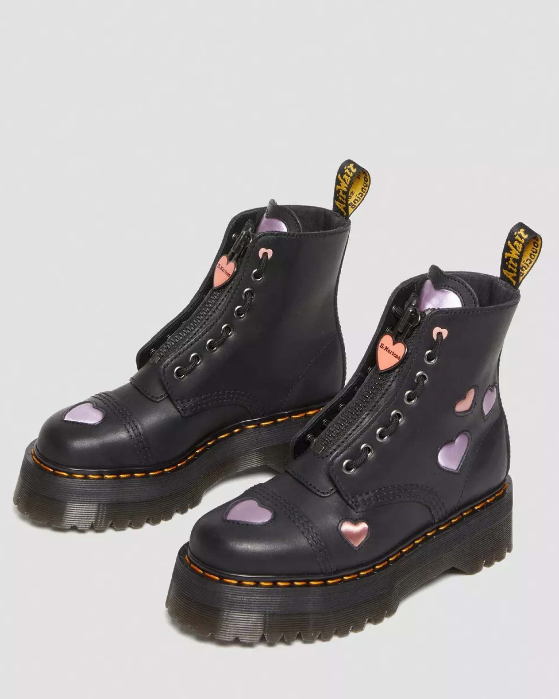 Platform Boots|Ankle Boots>Dr. Martens Sinclair Leather Heart Platform Boots Black — Lapstone+Satin Lux