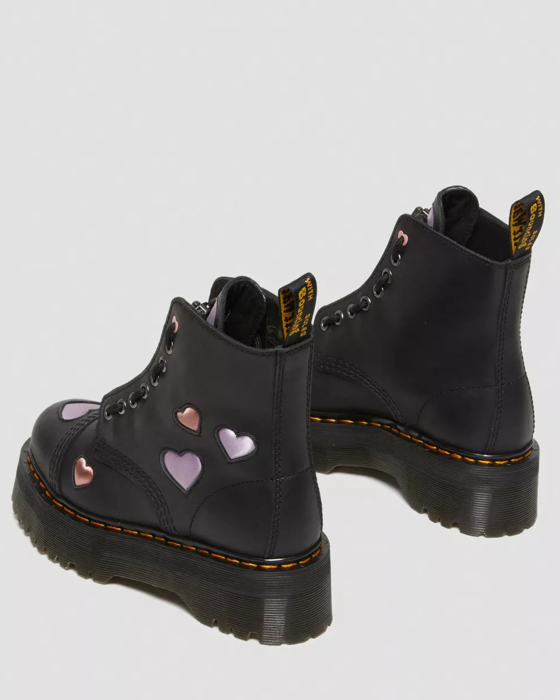 Platform Boots|Ankle Boots>Dr. Martens Sinclair Leather Heart Platform Boots Black — Lapstone+Satin Lux