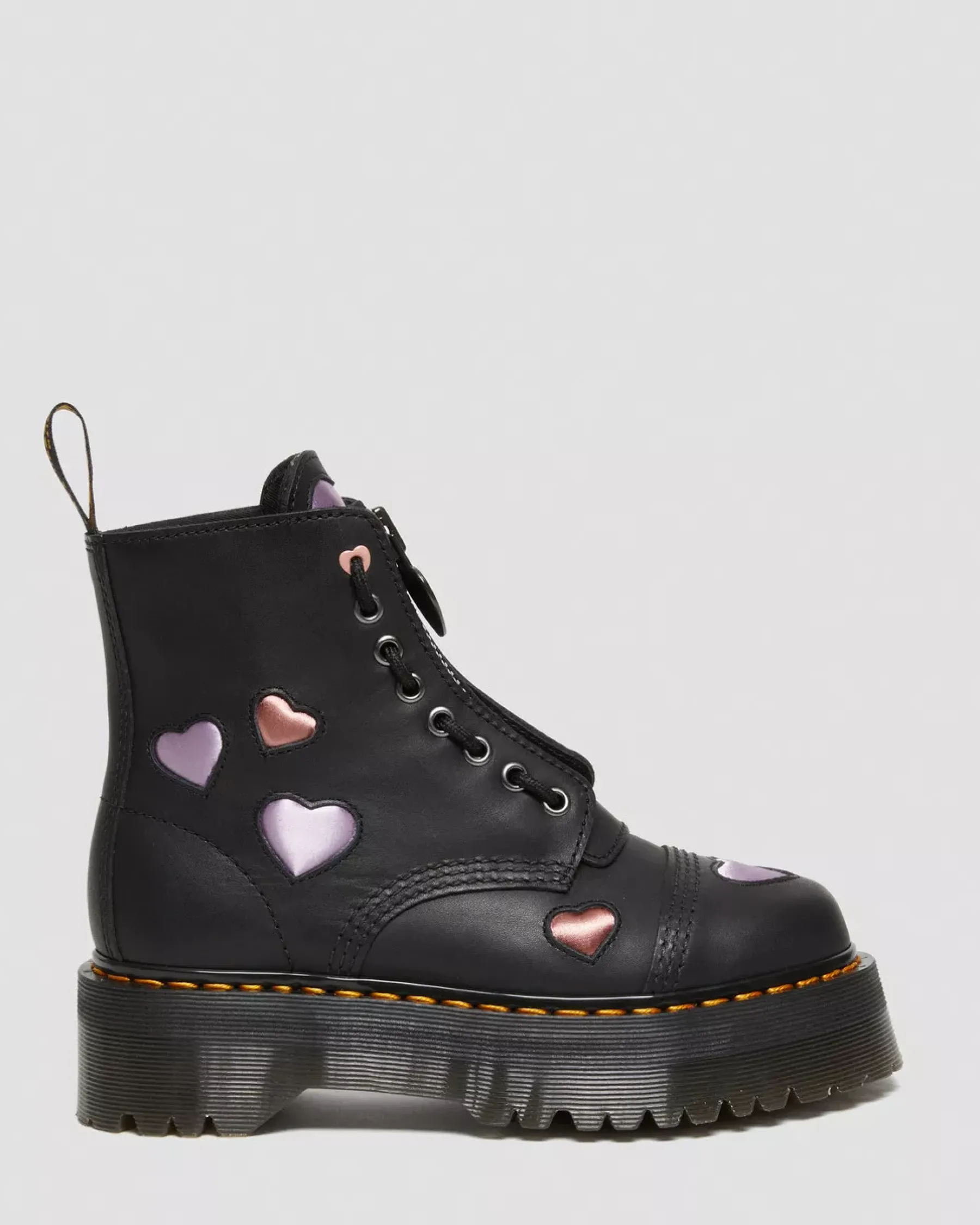 Platform Boots|Ankle Boots>Dr. Martens Sinclair Leather Heart Platform Boots Black — Lapstone+Satin Lux