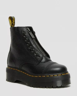 Bestsellers|Platform Boots>Dr. Martens Sinclair Milled Nappa Leather Platform Boots Black — Milled Nappa
