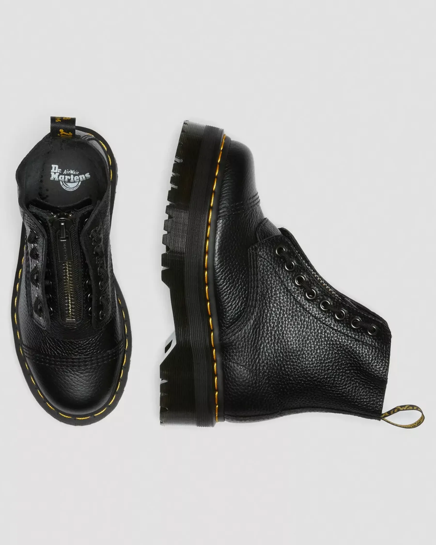 Bestsellers|Platform Boots>Dr. Martens Sinclair Milled Nappa Leather Platform Boots Black — Milled Nappa