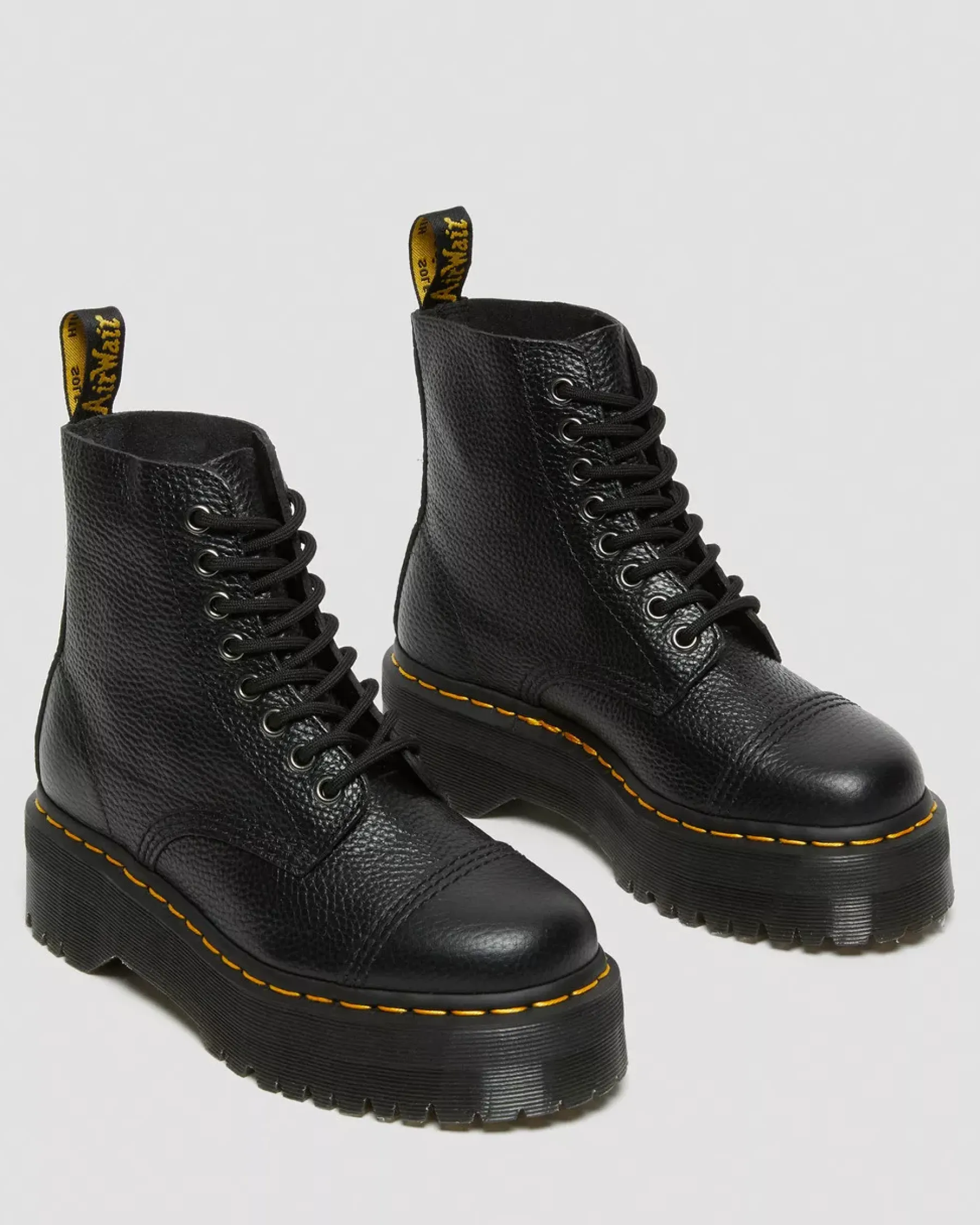 Bestsellers|Platform Boots>Dr. Martens Sinclair Milled Nappa Leather Platform Boots Black — Milled Nappa
