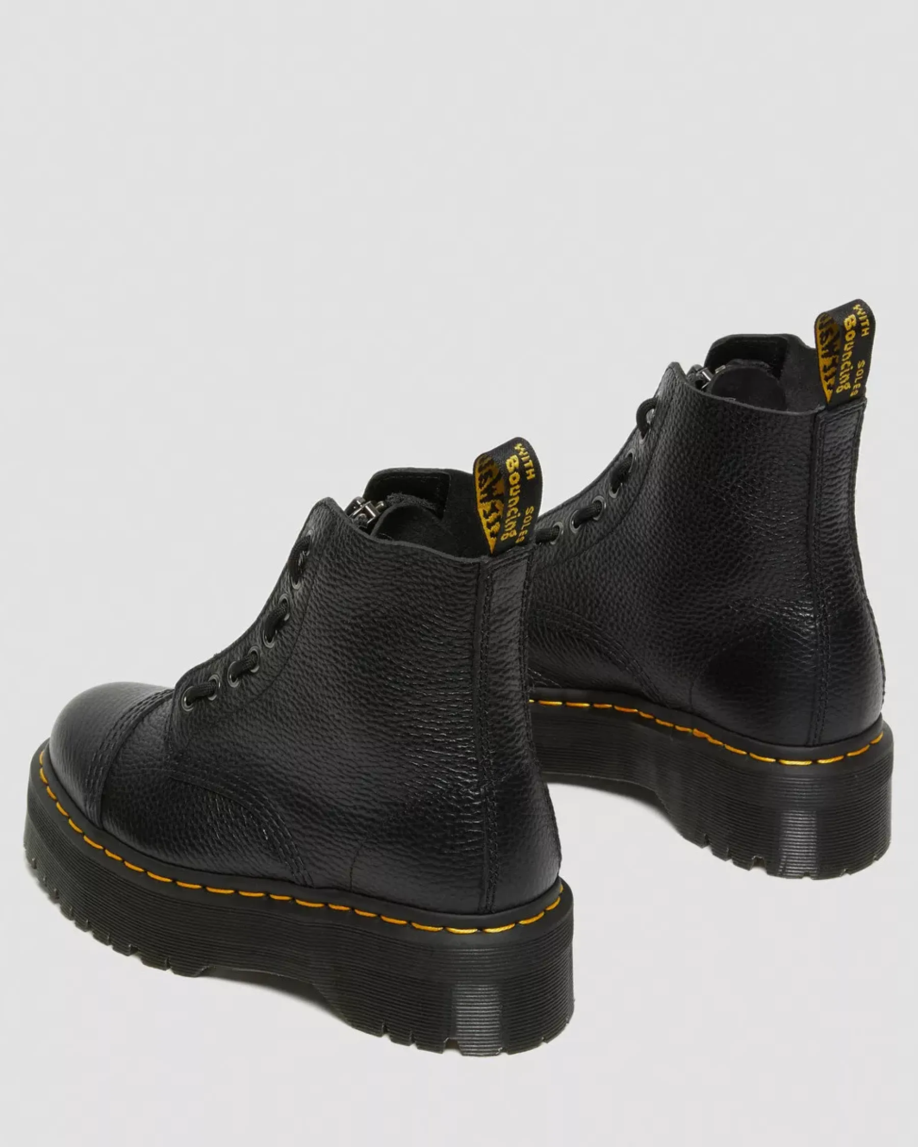 Bestsellers|Platform Boots>Dr. Martens Sinclair Milled Nappa Leather Platform Boots Black — Milled Nappa