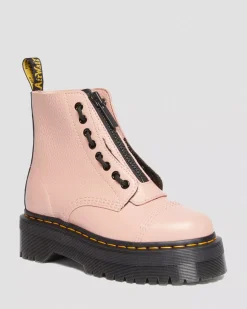 Sale|Platform Boots>Dr. Martens Sinclair Milled Nappa Leather Platform Boots Peach Beige — Milled Nappa