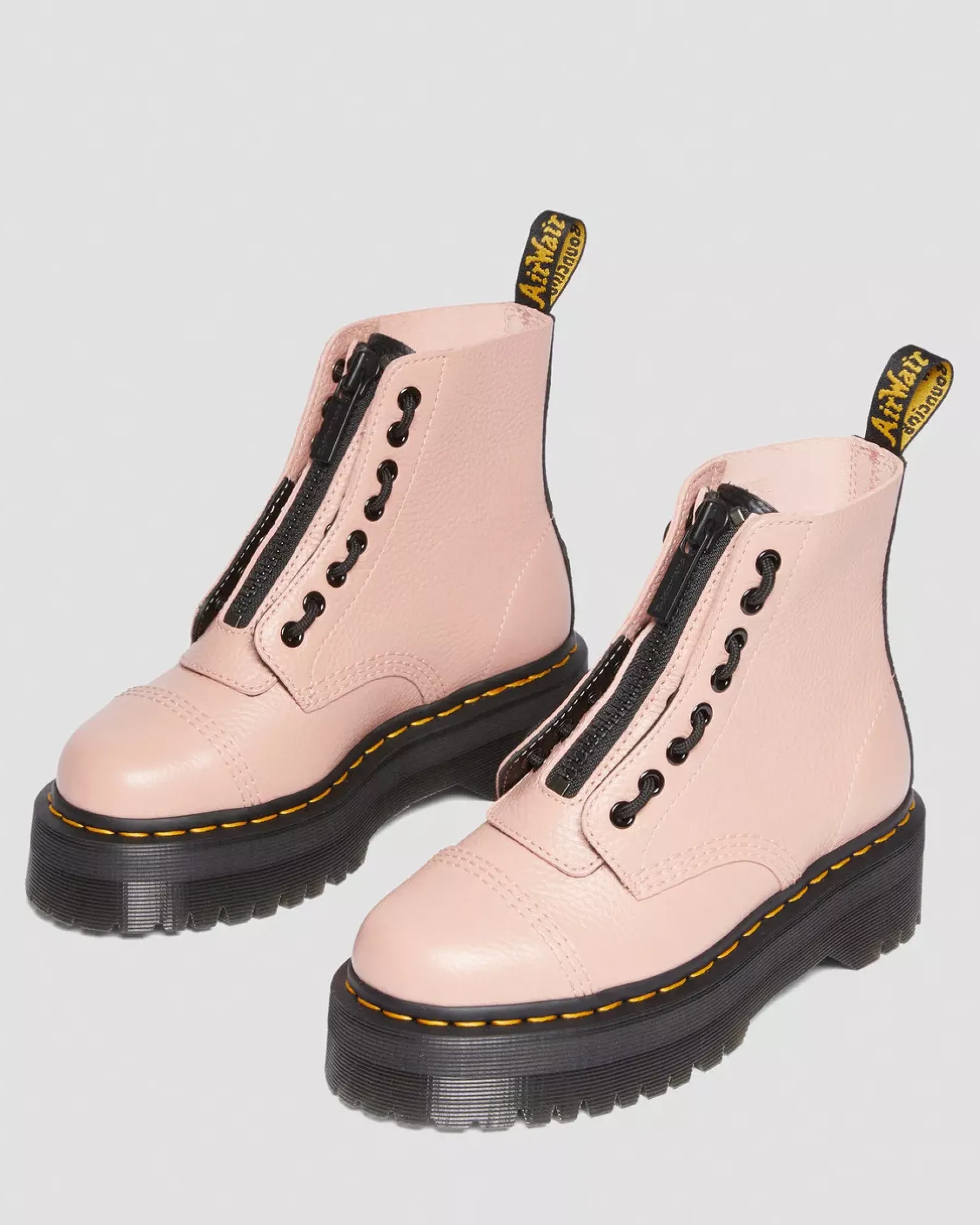Sale|Platform Boots>Dr. Martens Sinclair Milled Nappa Leather Platform Boots Peach Beige — Milled Nappa