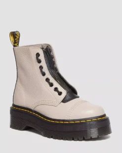 Sale|Platform Boots>Dr. Martens Sinclair Milled Nappa Leather Platform Boots VINTAGE TAUPE — Milled Nappa