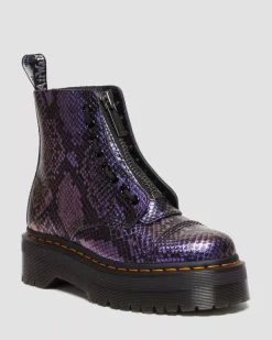 Sale|Platform Boots>Dr. Martens Sinclair Snake Print Emboss Leather Platform Boots BLACK+MULTI — Viper Croc Emboss