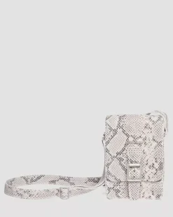 Accessories|Bags>Dr. Martens Snake Print Leather Vertical Crossbody Bag Sand+Black — Python Print Suede
