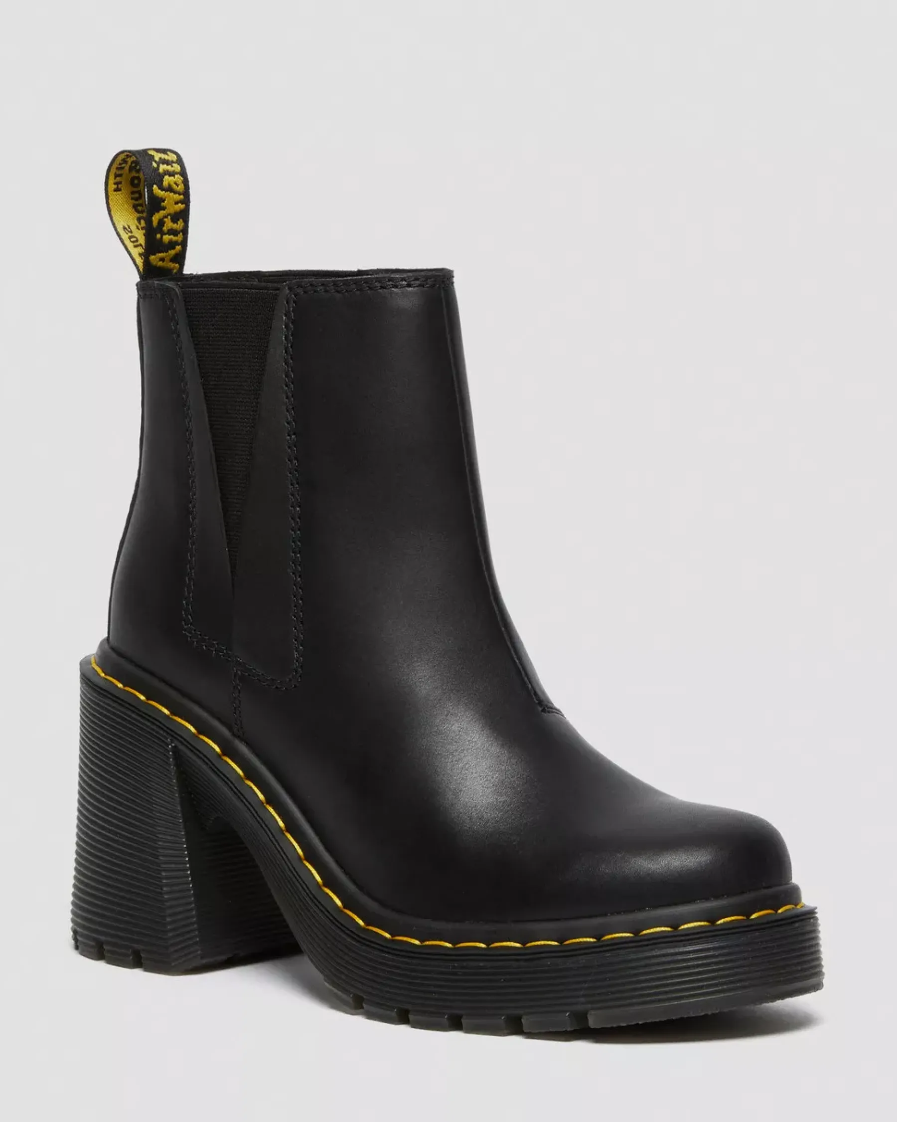 Heeled Boots|Chelsea Boots>Dr. Martens Spence Leather Flared Heel Chelsea Boots Black — Sendal