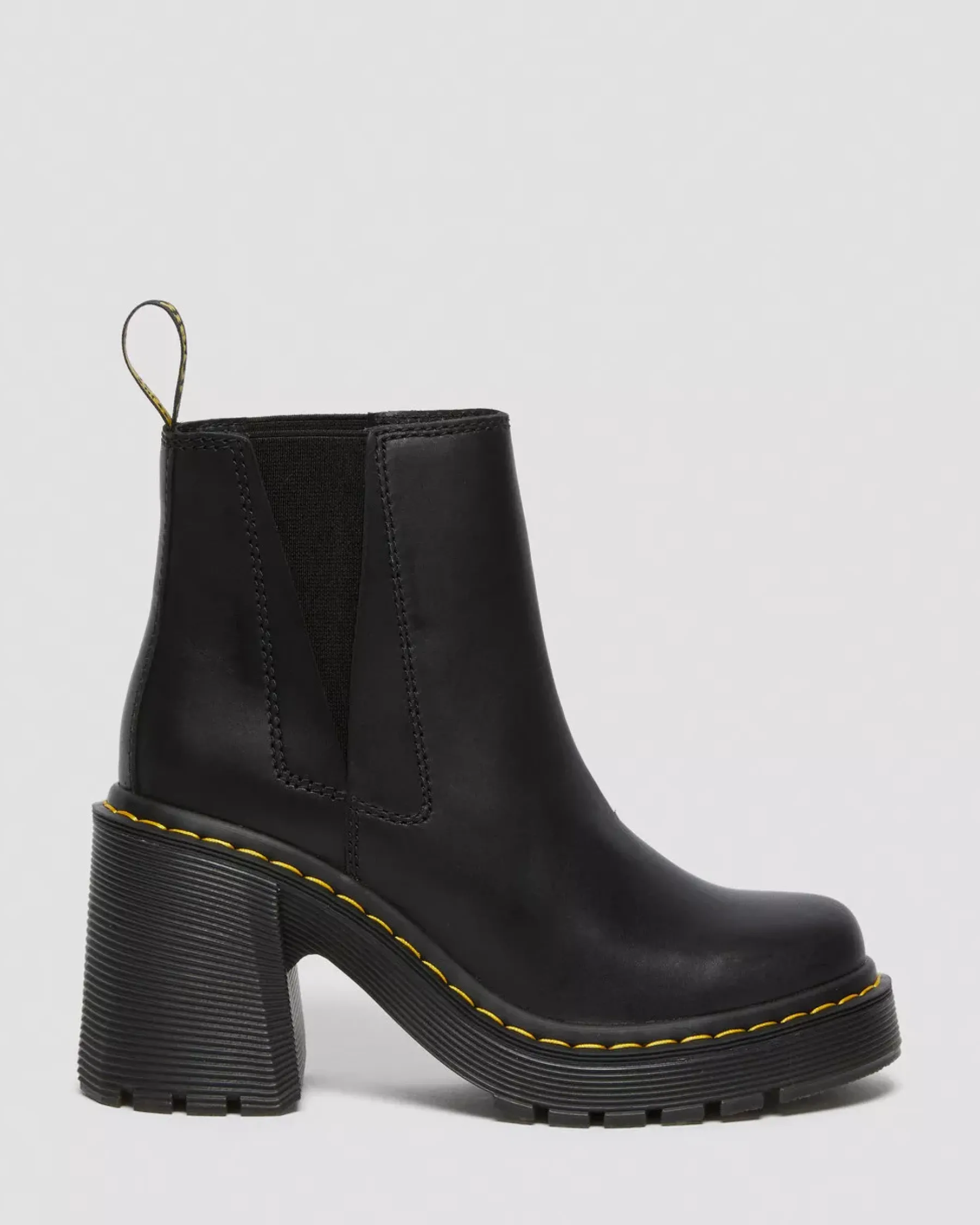 Heeled Boots|Chelsea Boots>Dr. Martens Spence Leather Flared Heel Chelsea Boots Black — Sendal