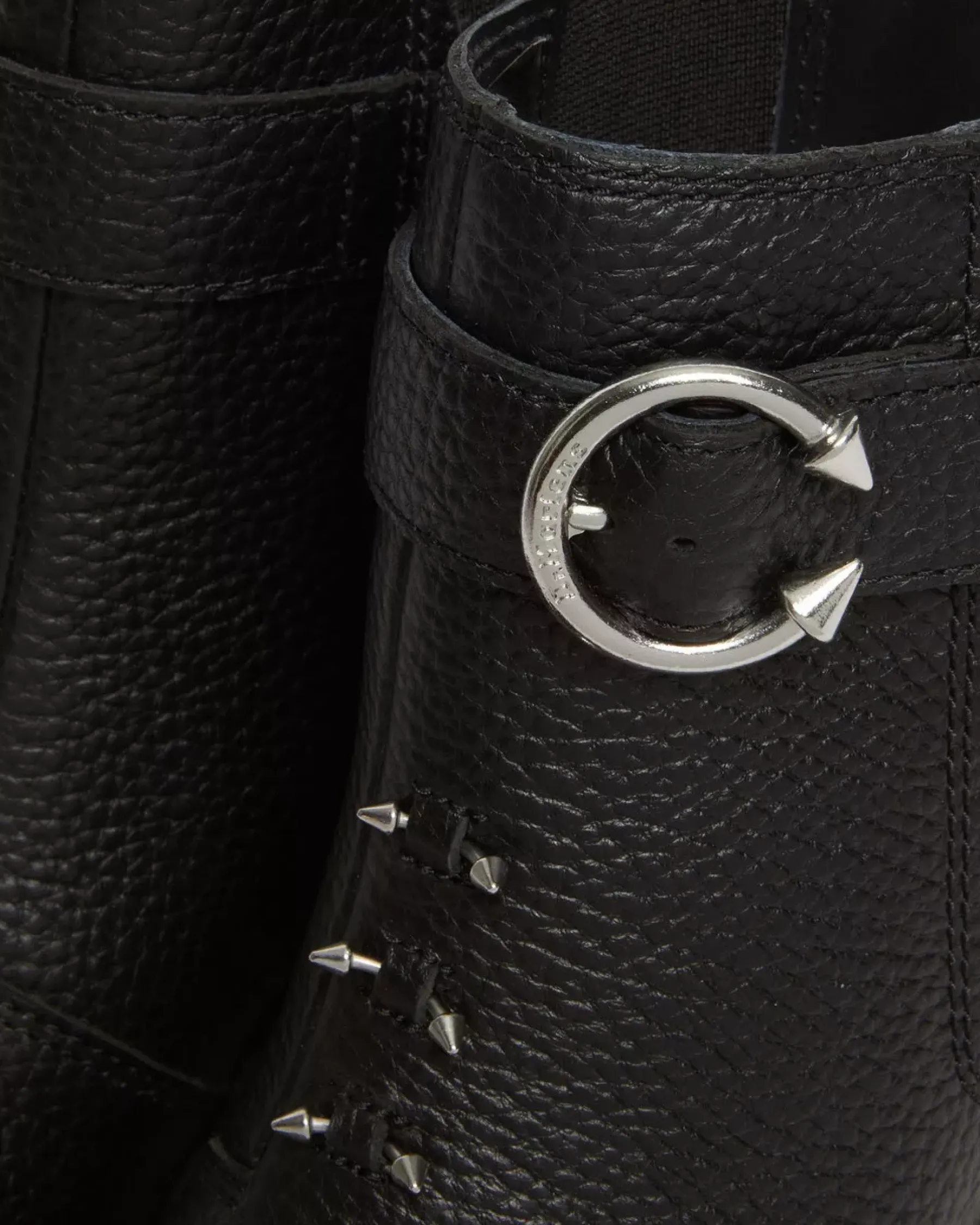 Heeled Boots|Chelsea Boots>Dr. Martens Spence Piercing Leather Flared Heel Chelsea Boots Black — Milled Nappa