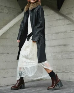 Heeled Boots|Chelsea Boots>Dr. Martens Spence Pull Up Leather Flared Heel Chelsea Boots Dark Brown