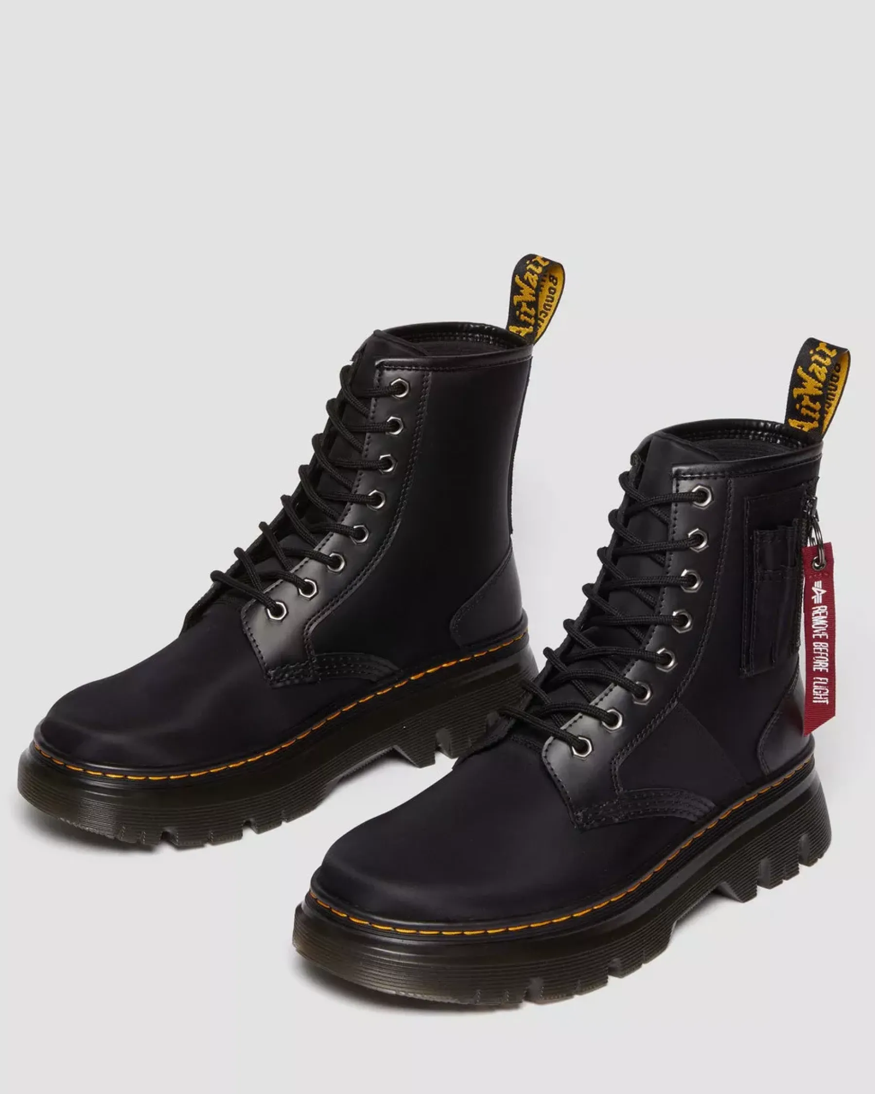 Casual Boots|Ankle Boots>Dr. Martens Tarik Alpha Industries Leather & Nylon Utility Boots Black